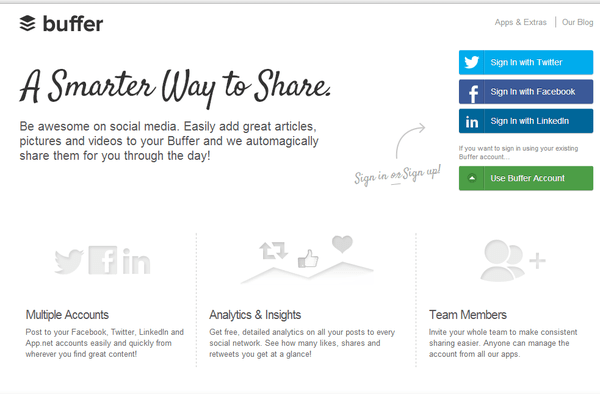 Buffer social media sharing tool