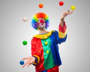 Clown juggling balls