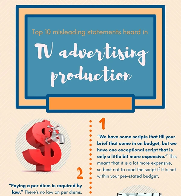 Top 10 misleading statements heard in TV advertising production – Infographic